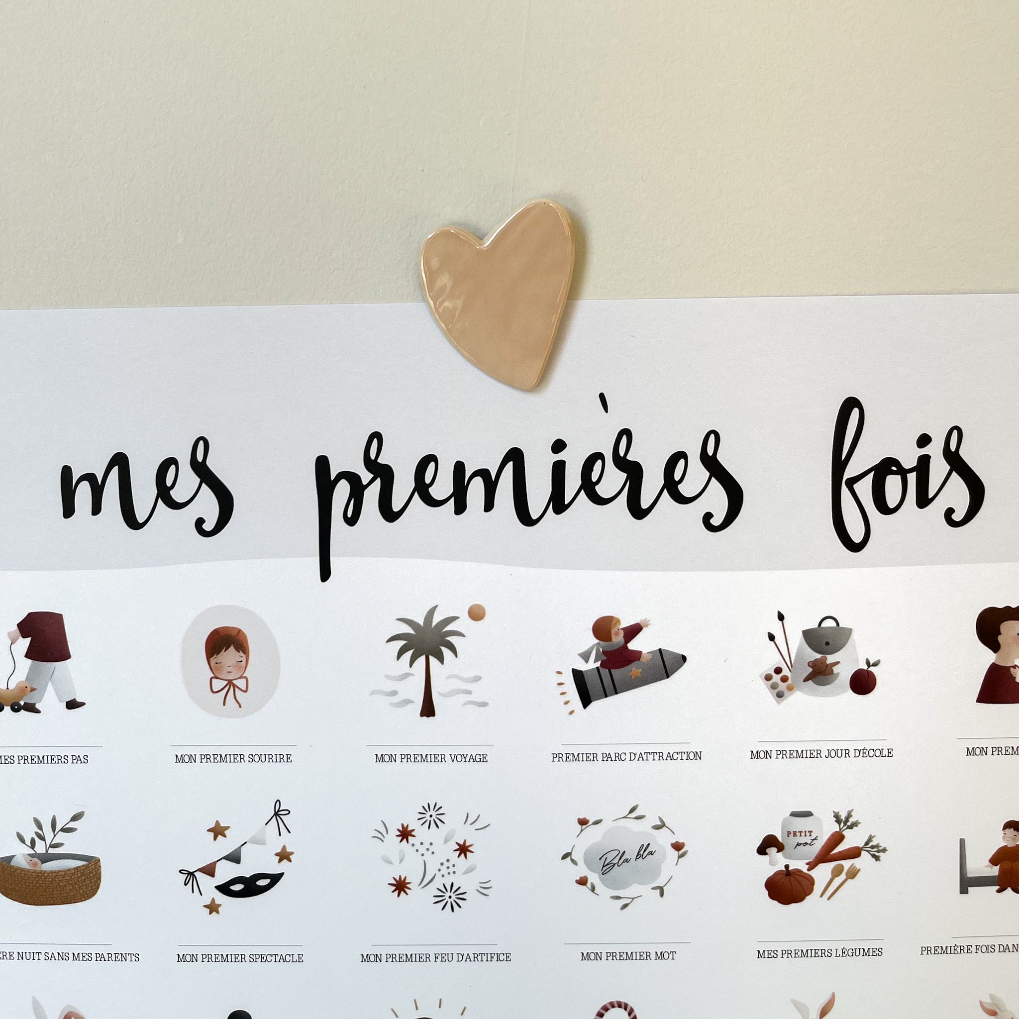 Bijou mural aimanté - céramique coeur