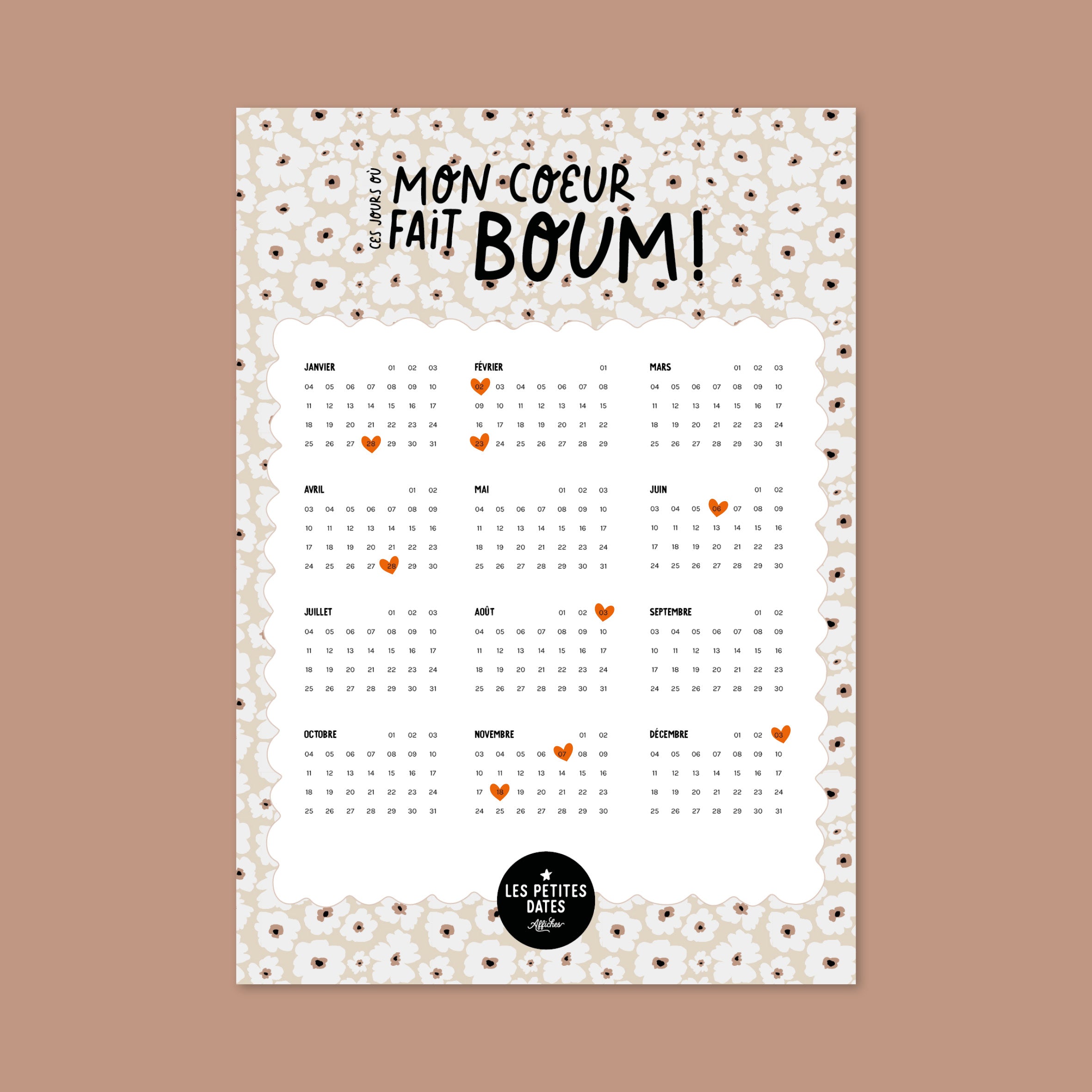 Calendrier Mon coeur fait boum - Fleurs-zoom-1