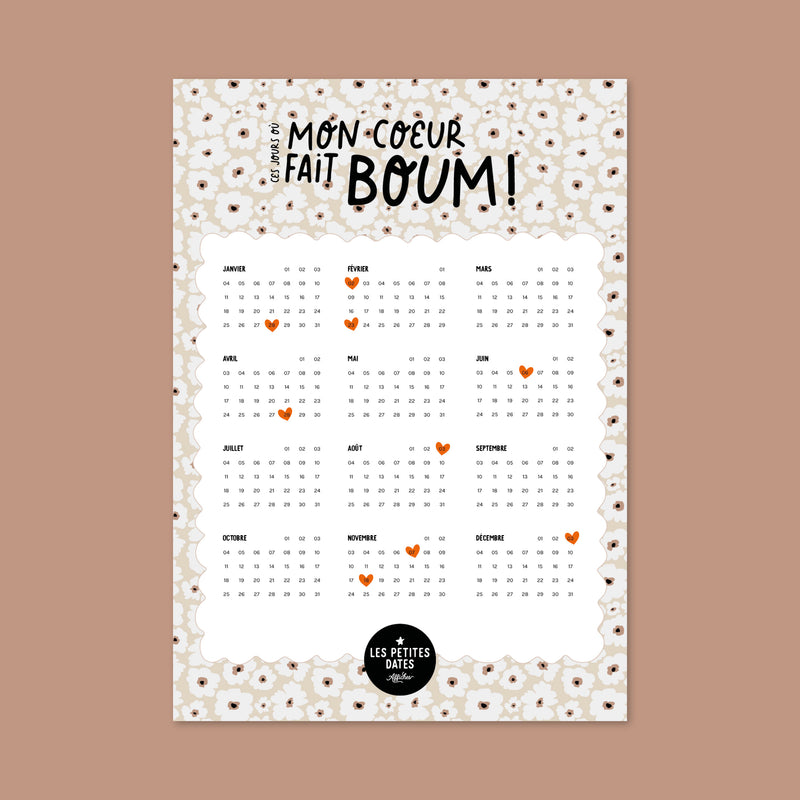 Calendrier Mon coeur fait boum - Fleurs-zoom-