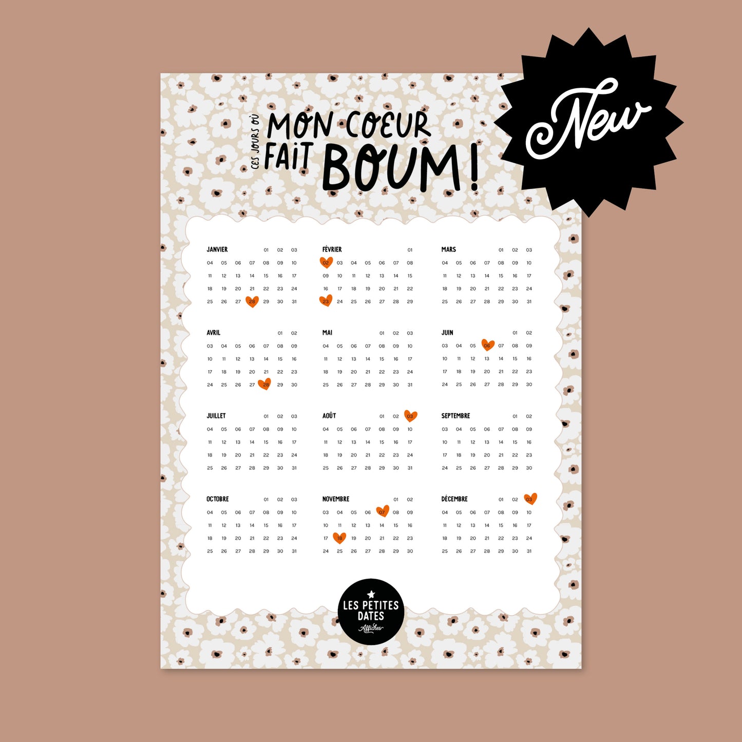Calendrier Mon coeur fait boum - Fleurs