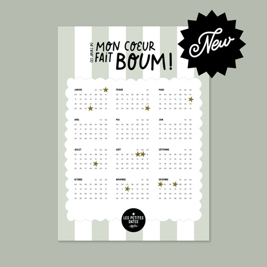 Calendrier Mon coeur fait boum - Rayures