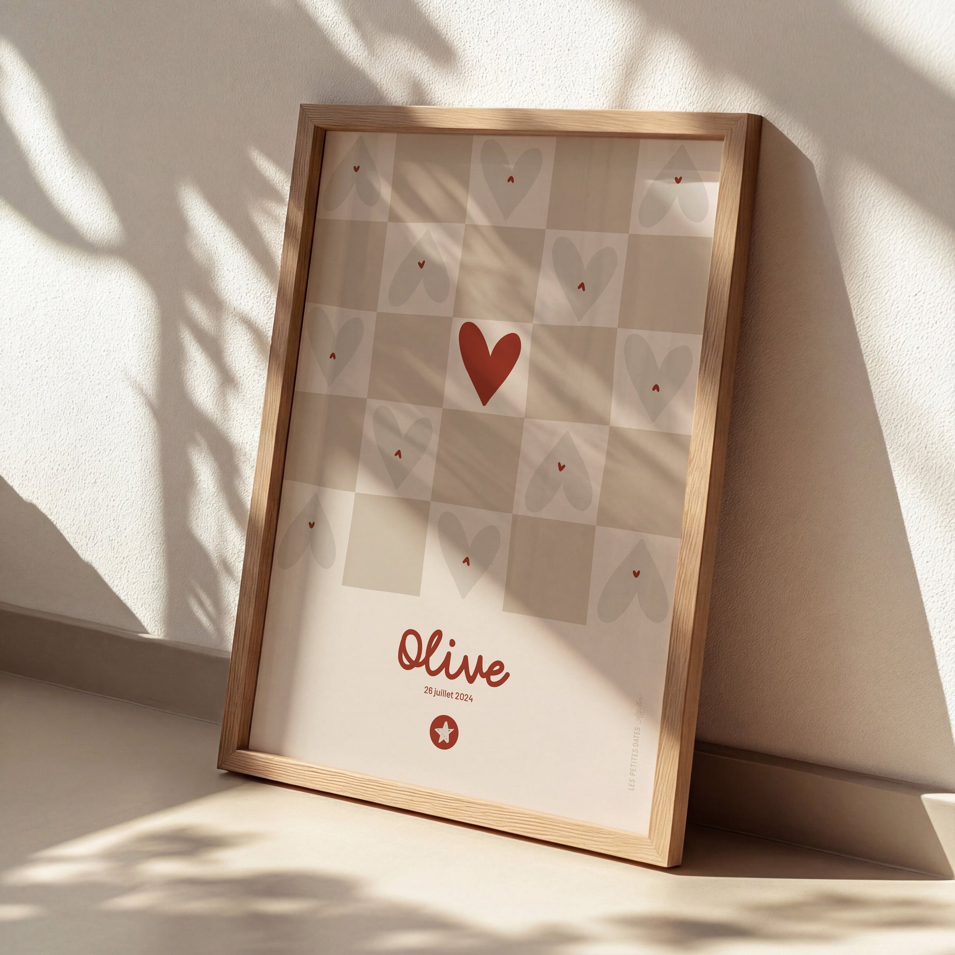 Affiche prénom - Damier beige-3