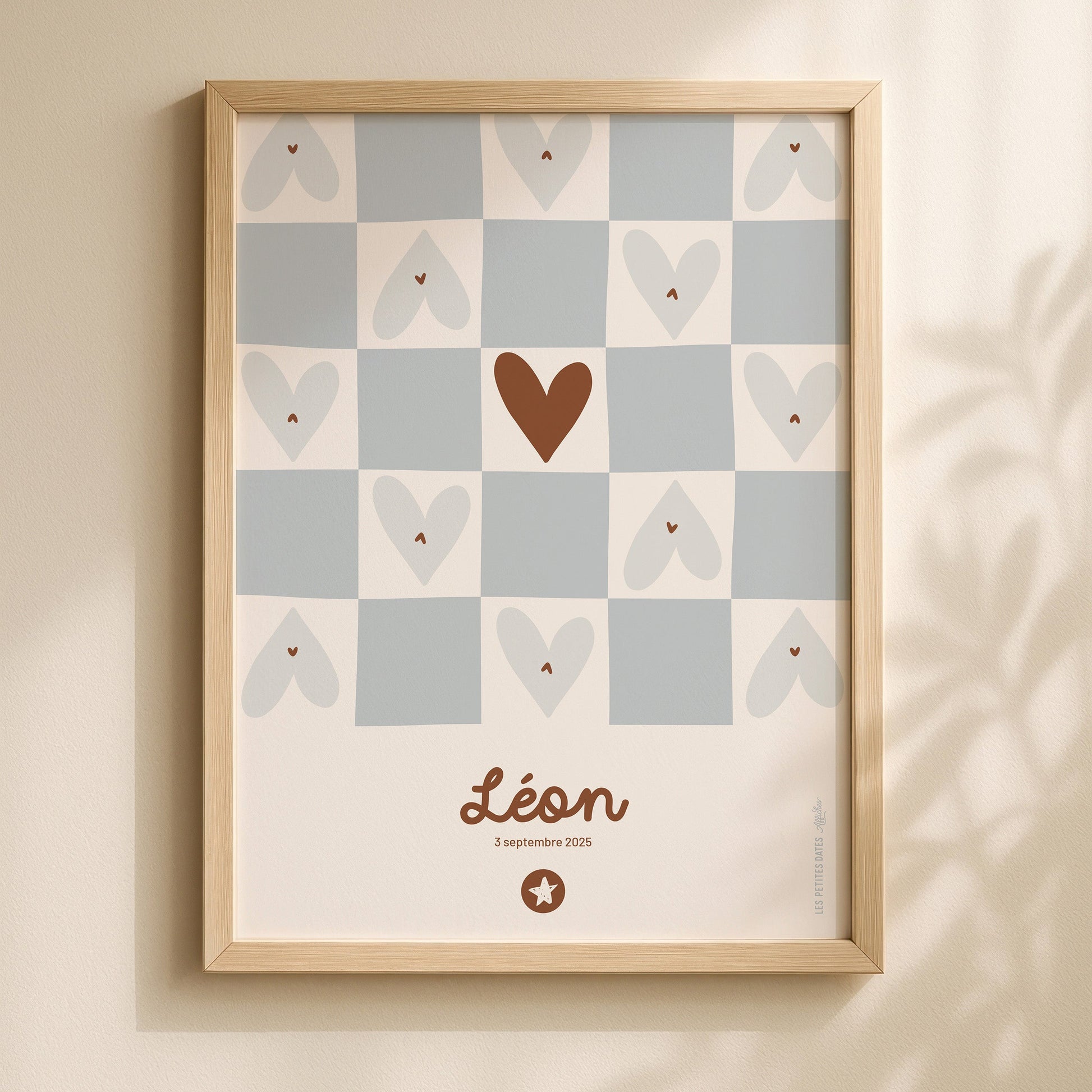Affiche prénom - Damier bleu-2