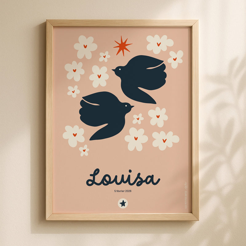 Affiche prénom - Colombe rose-zoom-