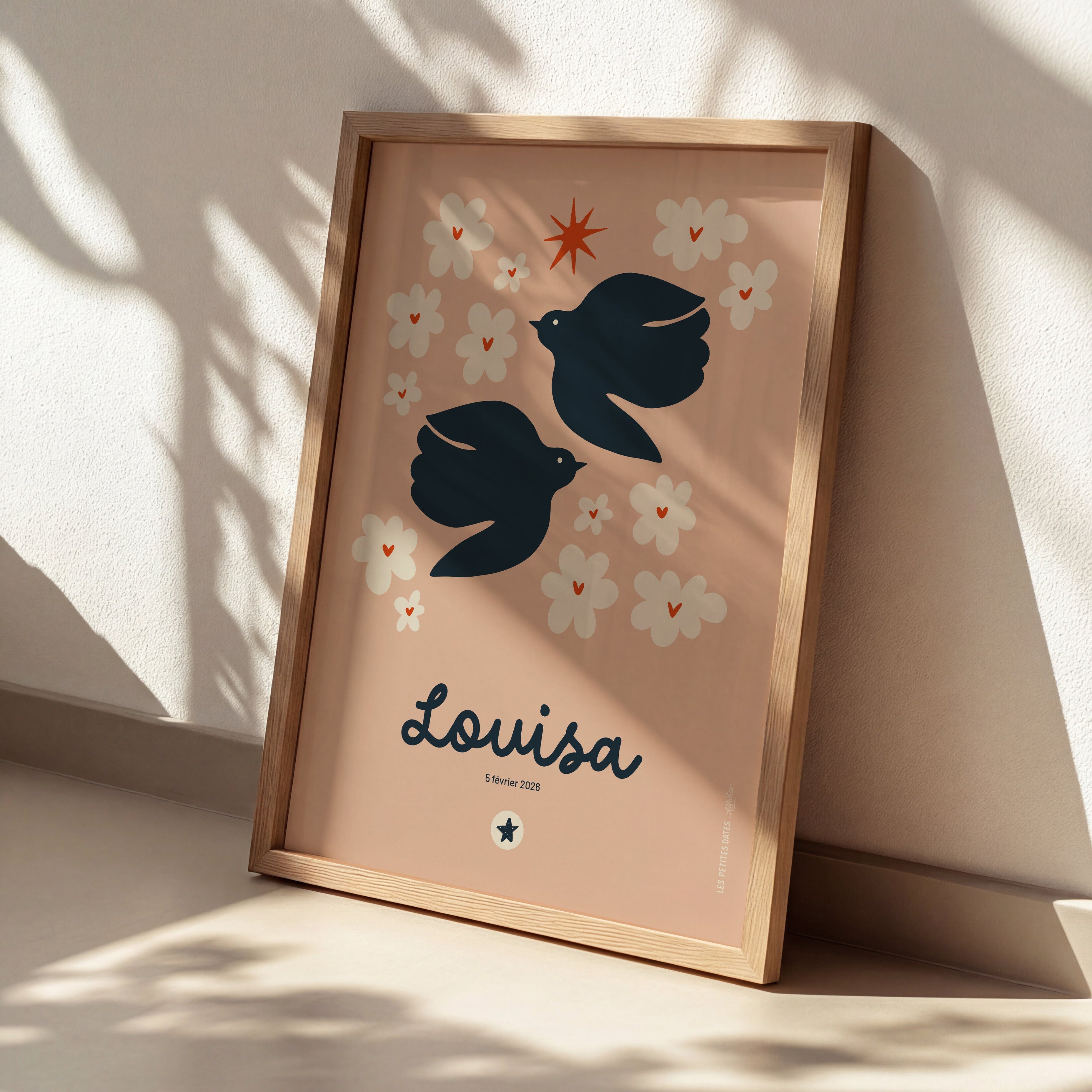 Affiche prénom - Colombe rose