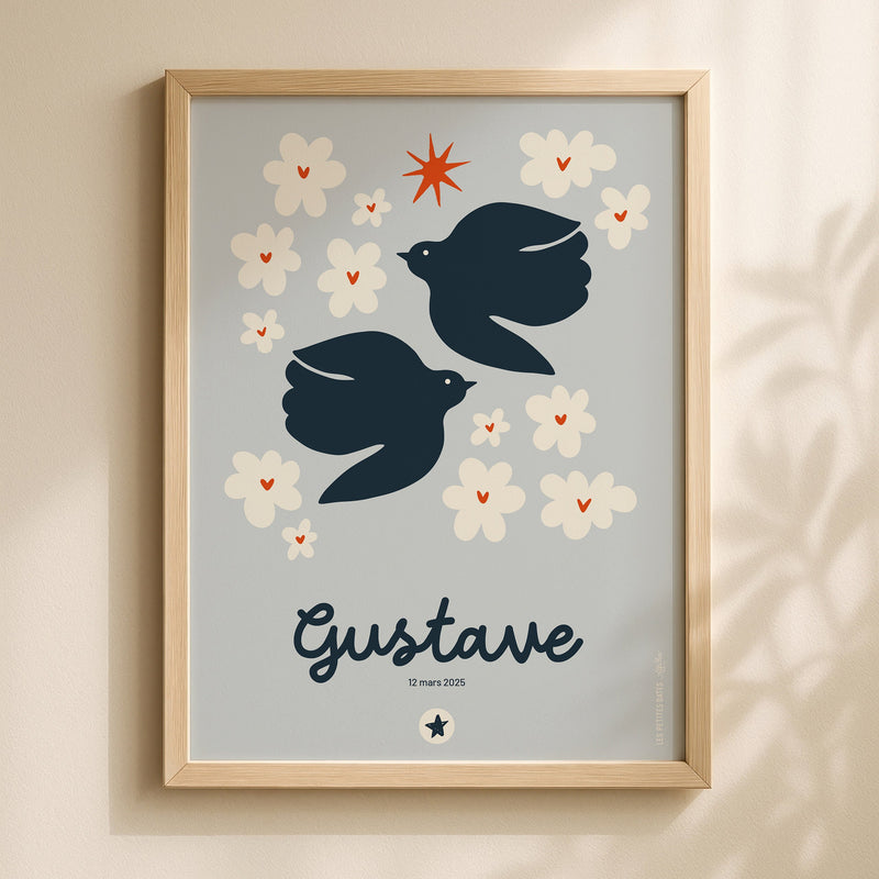 Affiche prénom - Colombe bleue-zoom-