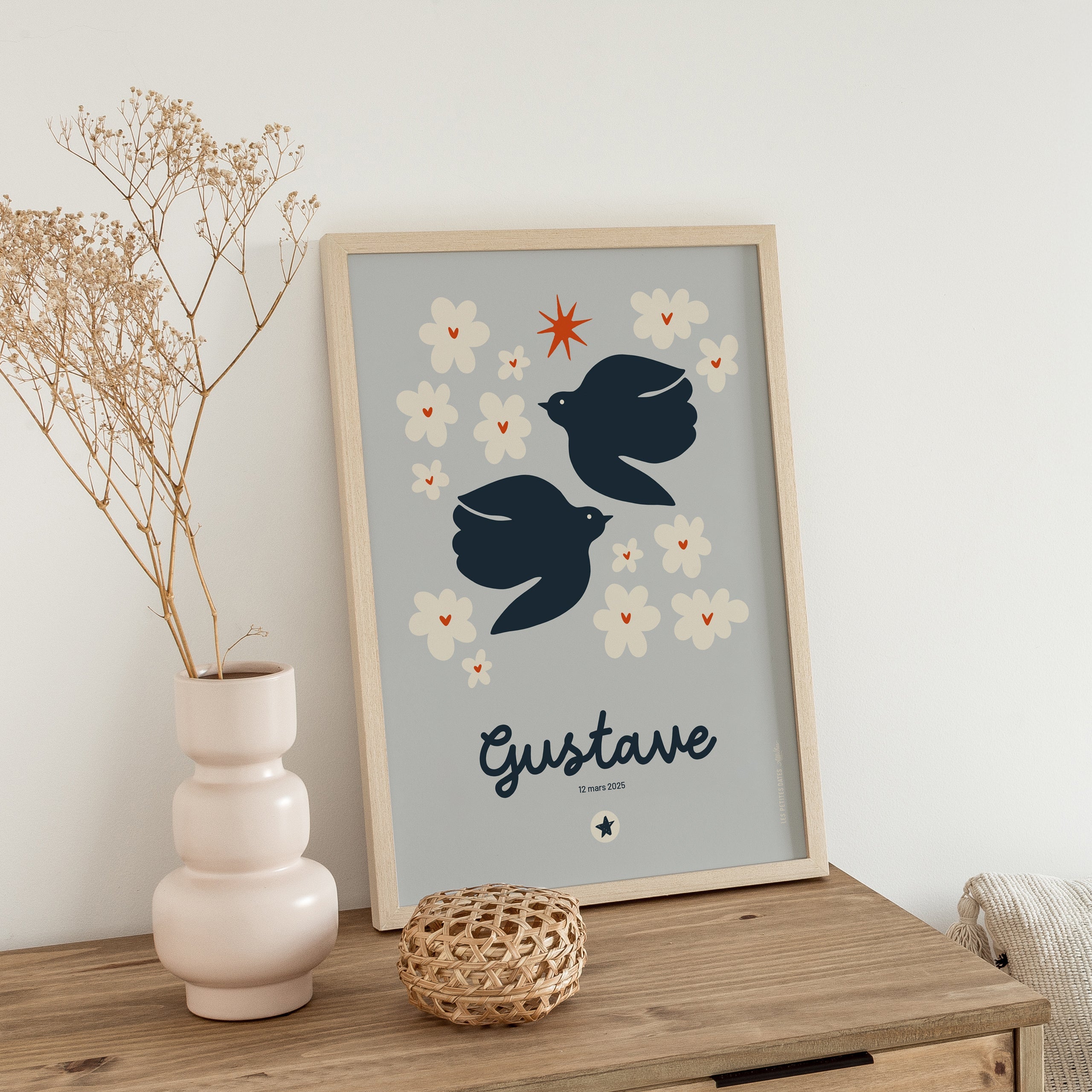 Affiche prénom - Colombe bleue